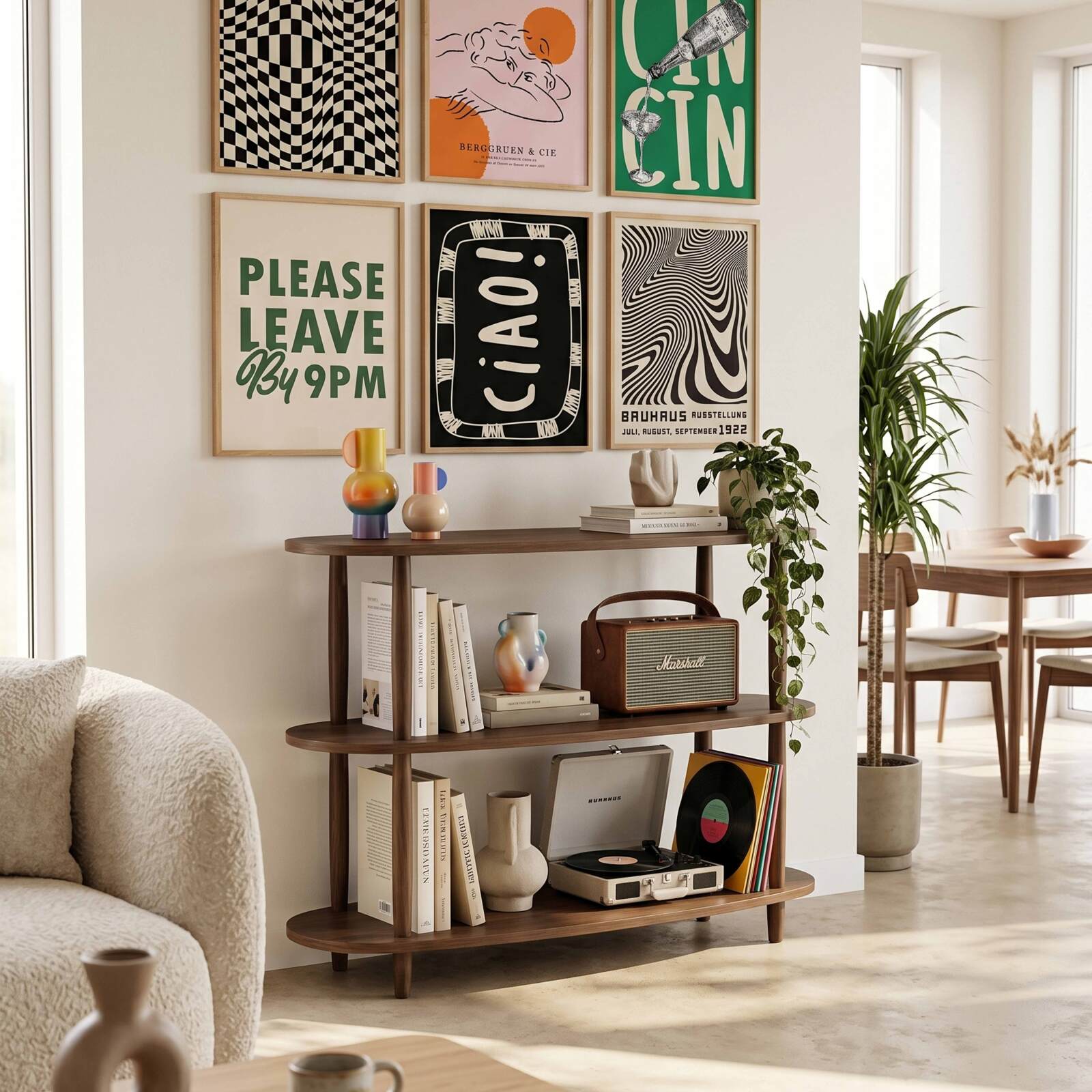 Estantería alta con efecto madera, 120x145 cm