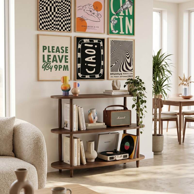 Estantería alta con efecto madera, 120x145 cm