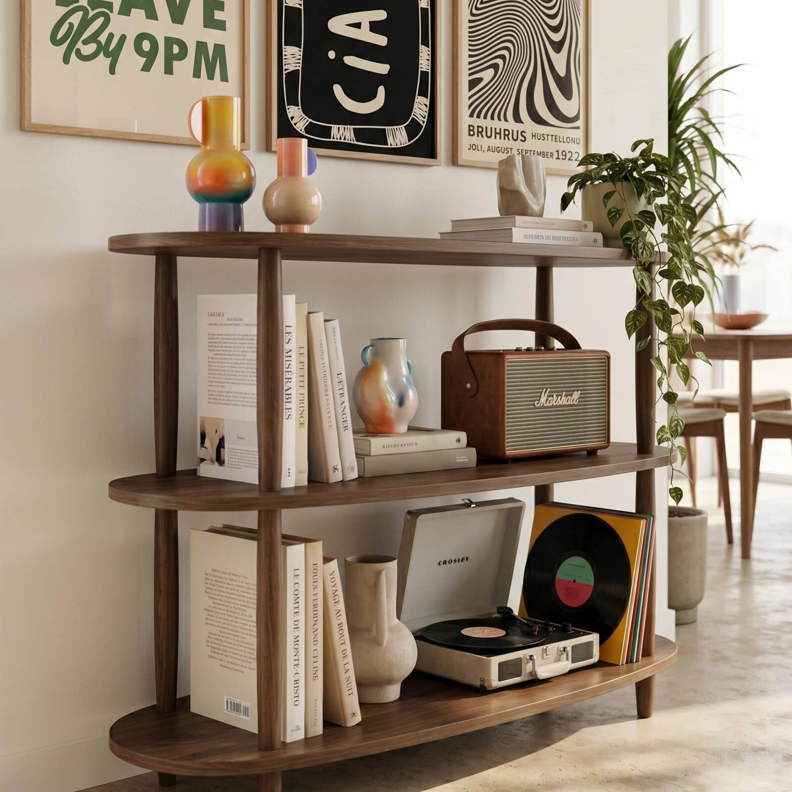 Estantería alta con efecto madera, 120x145 cm