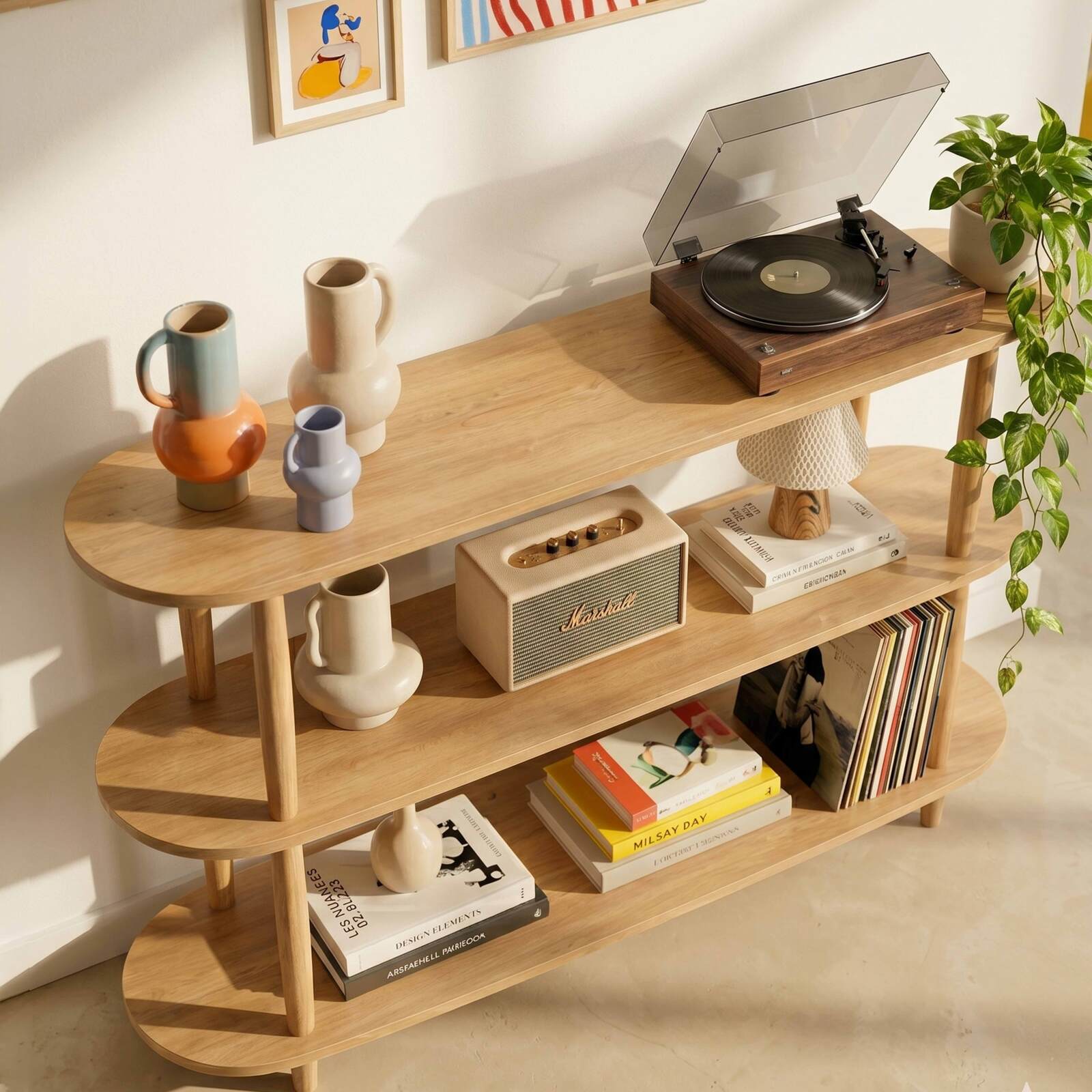 Estantería alta con efecto madera, 120x145 cm