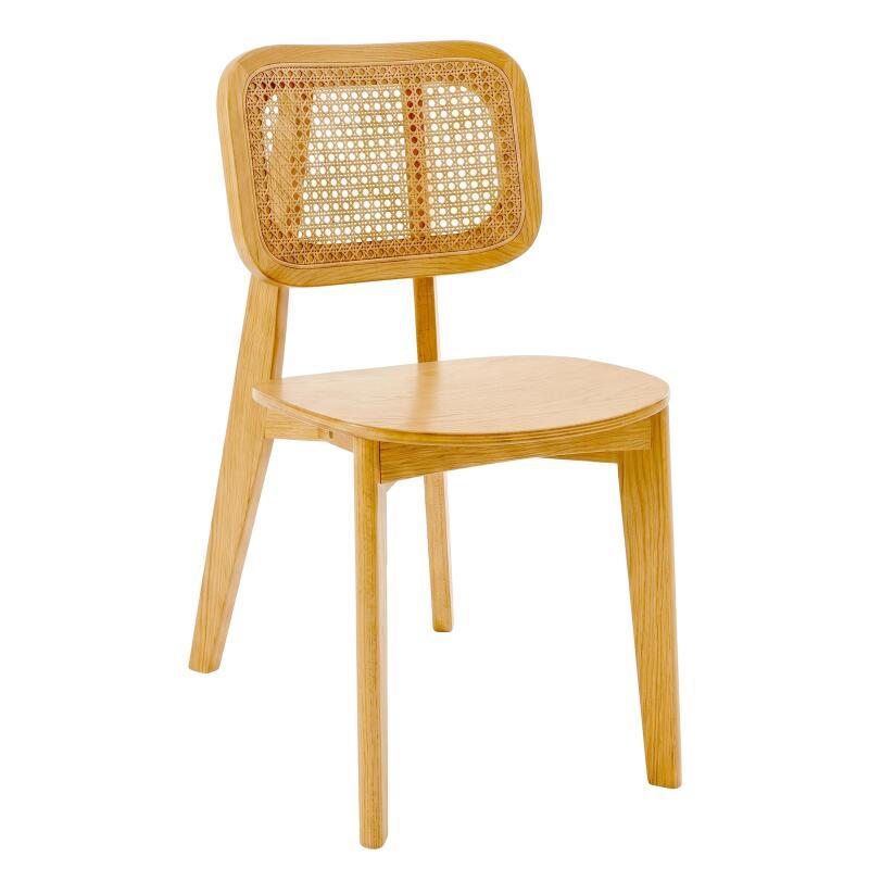 Sillas de madera de olmo y ratán natural con respaldo de tejido de enea - Lote de 2 (6/7)