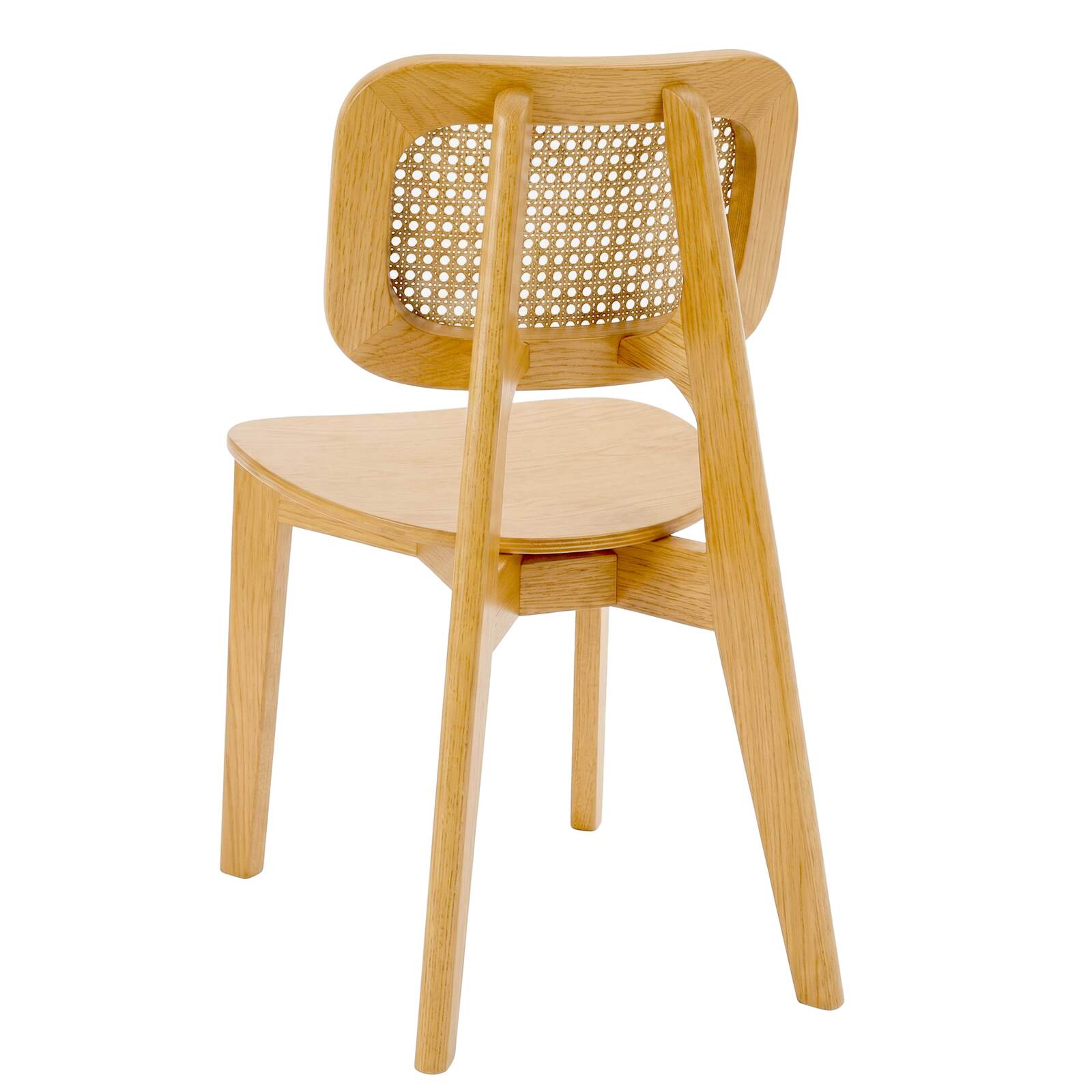 Sillas de madera de olmo y ratán natural con respaldo de tejido de enea - Lote de 2