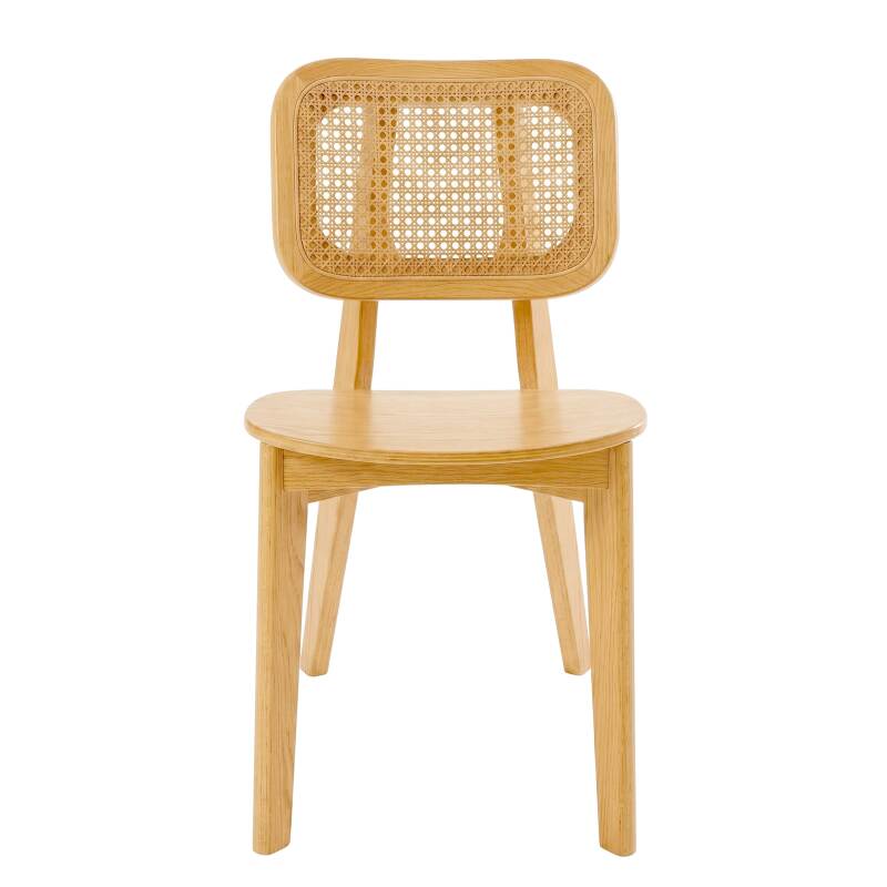Sillas de madera de olmo y ratán natural con respaldo de tejido de enea - Lote de 2 (2/7)