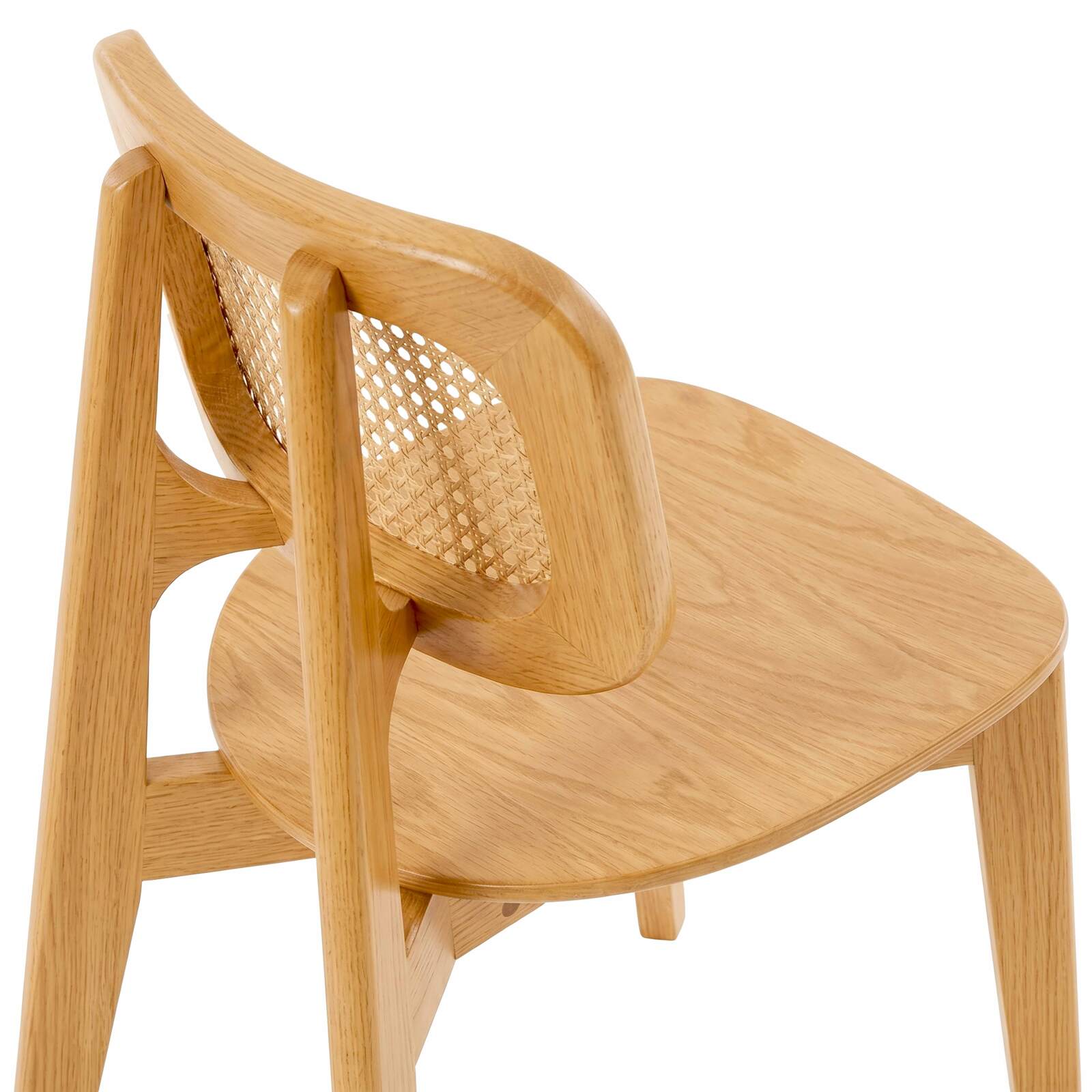 Sillas de madera de olmo y ratán natural con respaldo de tejido de enea - Lote de 2