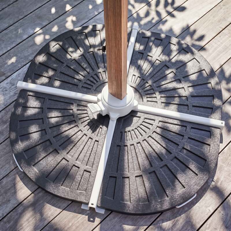 Parasol excéntrico 3x3 m cuadrado inclinable giratorio 360° y 4 losas lastradas (5/8)