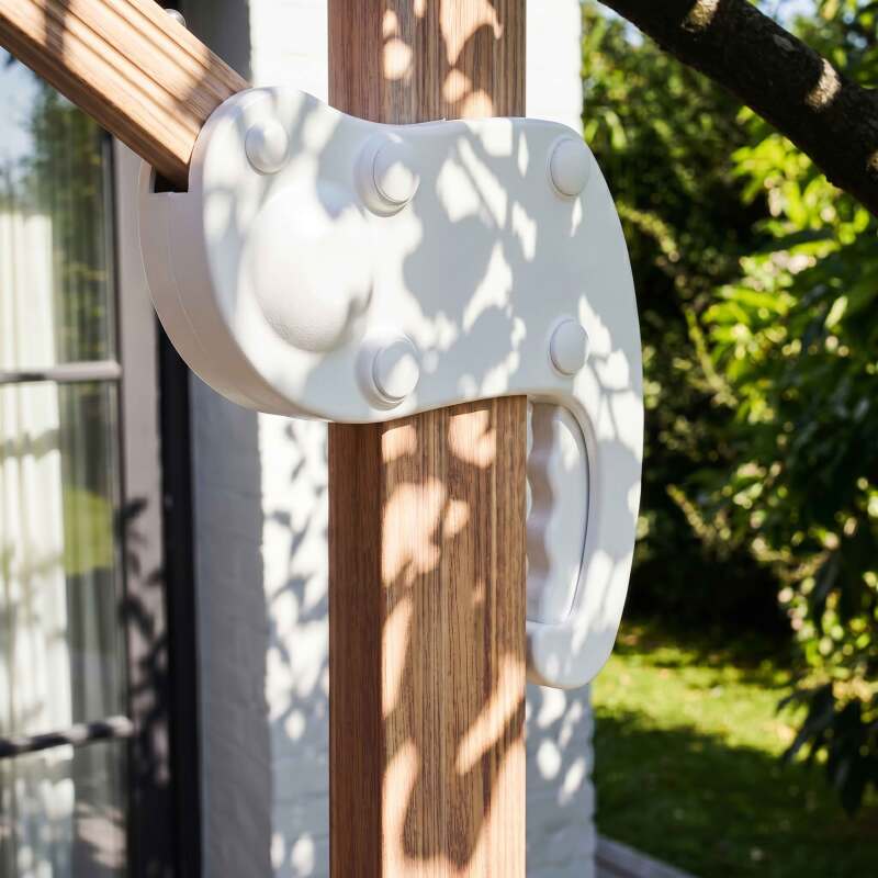 Parasol excentrico 3x3 m cuadrado inclinable giratorio 360° y con mástil efecto madera (4/7)