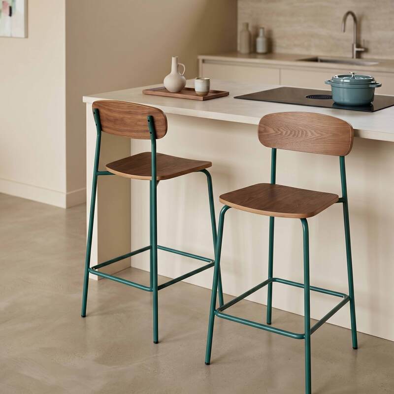 Sillas altas de madera y metal - Lote de 2 (2/8)