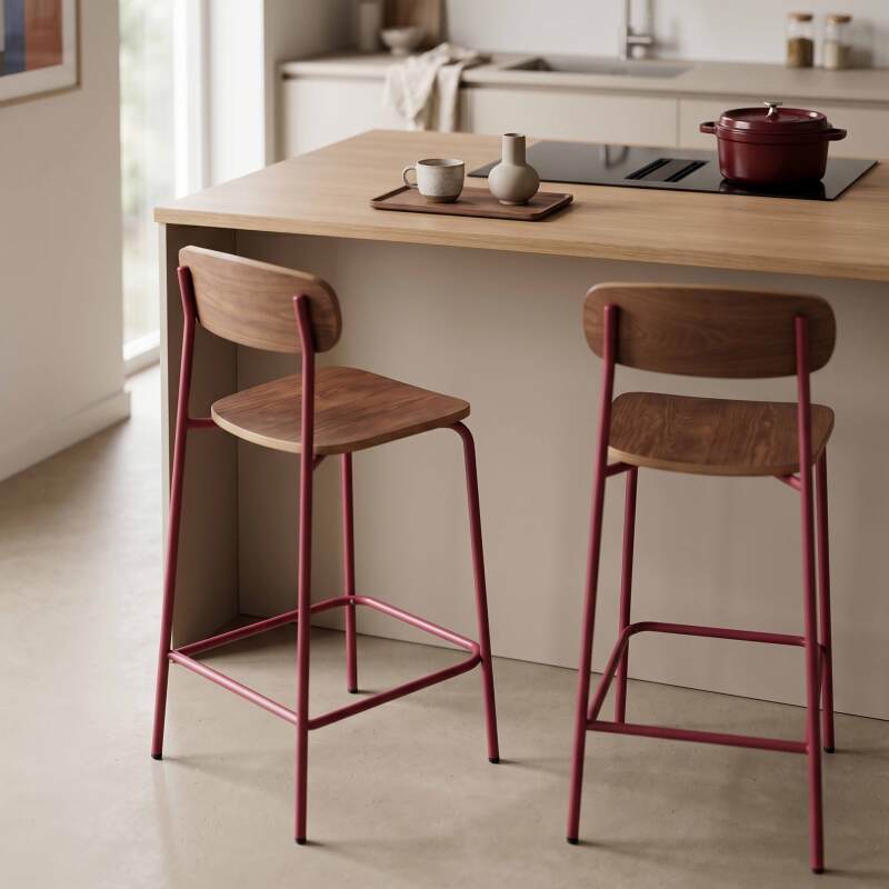 Sillas altas de madera y metal - Lote de 2