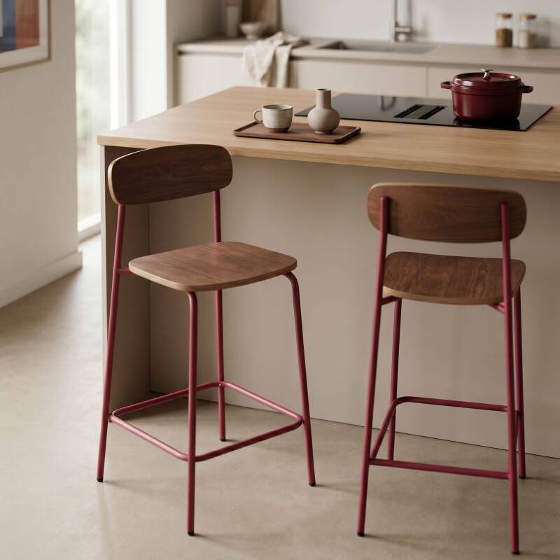 Sillas altas de madera y metal - Lote de 2 (2/8)