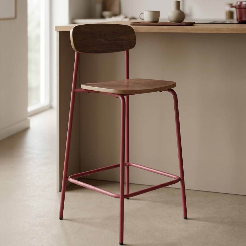 Sillas altas de madera y metal - Lote de 2 (3/8)