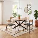 Mesa de comedor extensible redonda en metal y efecto madera 6 a 8 personas - Lifestyle
