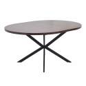 Mesa de comedor extensible redonda en metal y efecto madera 6 a 8 personas