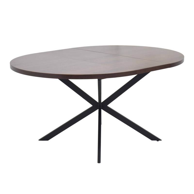 Mesa de comedor extensible redonda en metal y efecto madera 6 a 8 personas (3/6)