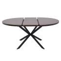 Mesa de comedor extensible redonda en metal y efecto madera 6 a 8 personas