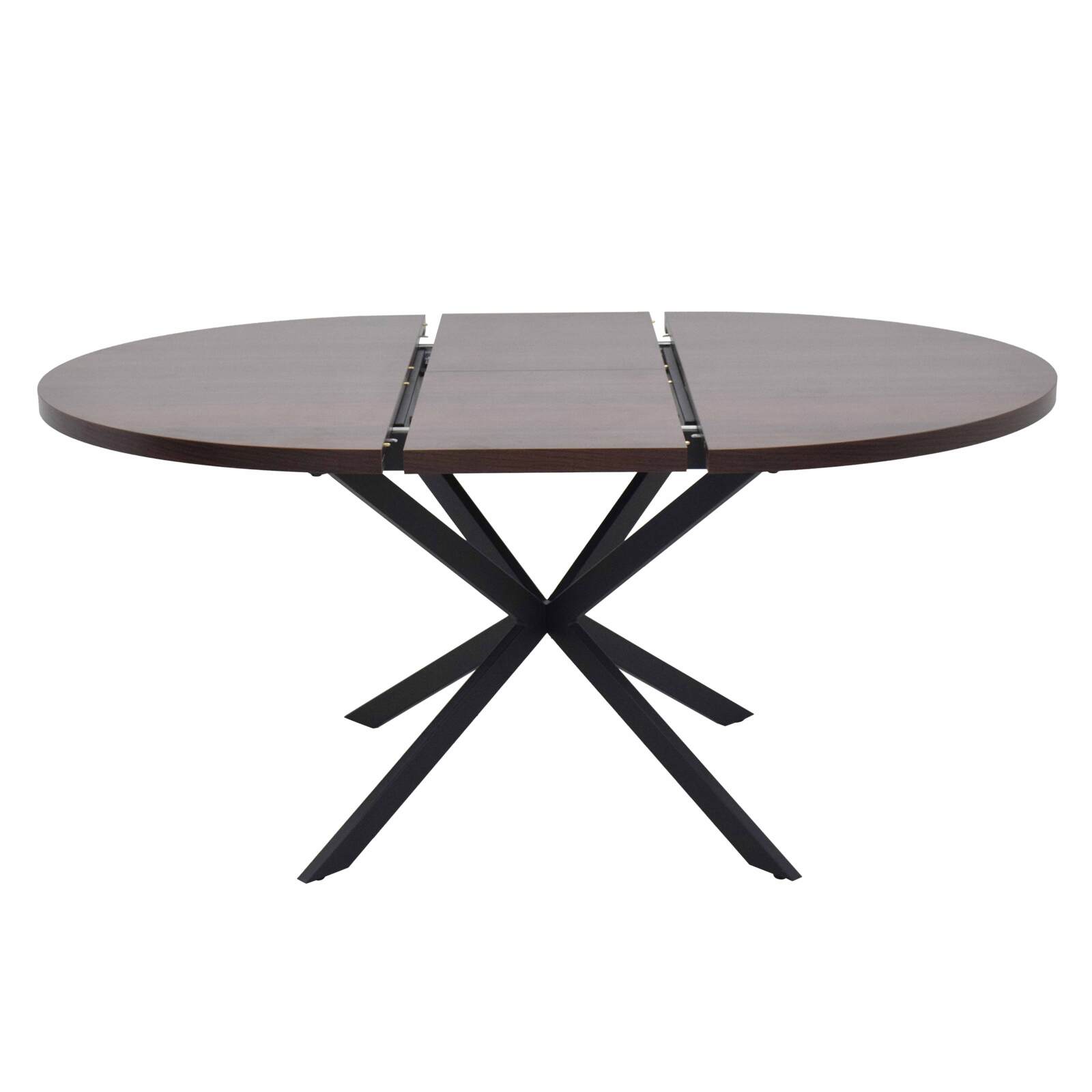 Mesa de comedor extensible redonda en metal y efecto madera 6 a 8 personas