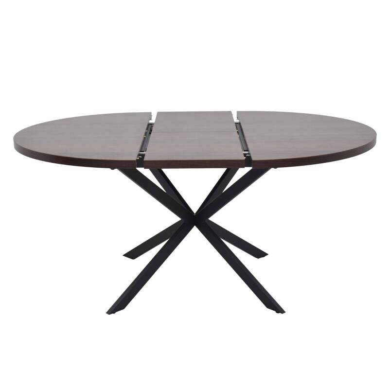 Mesa de comedor extensible redonda en metal y efecto madera 6 a 8 personas (4/6)