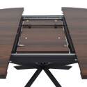 Mesa de comedor extensible redonda en metal y efecto madera 6 a 8 personas