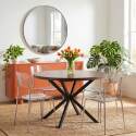 Mesa de comedor extensible redonda en metal y efecto madera 6 a 8 personas - Lifestyle