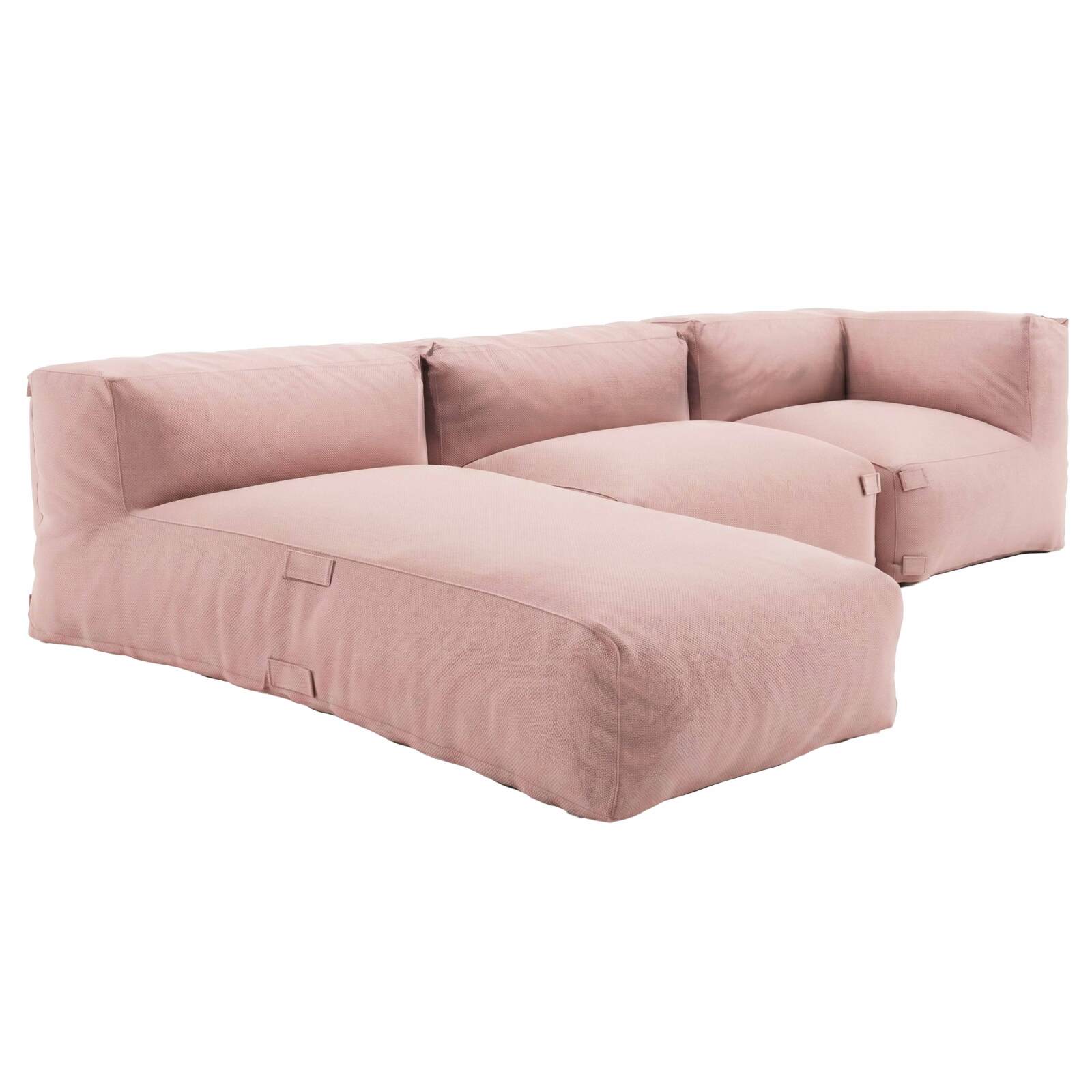 Sofá modular de exterior para 3 personas con 1 sillón, 1 sillón esquinero y 1 chaise longue