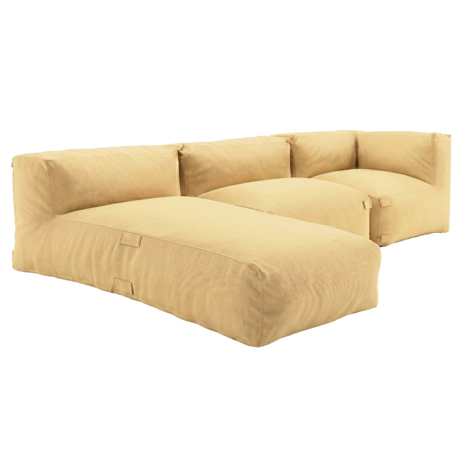 Sofá modular de exterior para 3 personas con 1 sillón, 1 sillón esquinero y 1 chaise longue