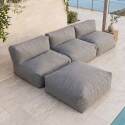 Sofá modular de exterior para 4 personas con 3 sillones y 1 puf