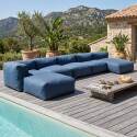 Sofá modular de exterior para 6 personas con 3 sillones, 1 sillón esquinero, 1 chaise longue y 1 puf