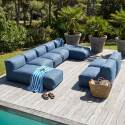 Sofá modular de exterior para 7 personas con 5 sillones y 2 chaise longue
