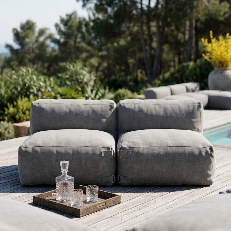 Sofá modular de exterior para 7 personas con 5 sillones y 2 chaise longue (2/7)