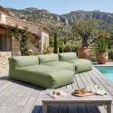 Sofá modular de exterior para 3 personas con 2 sillones y 1 chaise longue