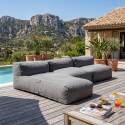 Sofá modular de exterior para 3 personas con 2 sillones y 1 chaise longue
