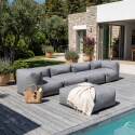 Sofá modular de exterior para 5 personas con 2 sillones, 2 sillones esquineros y 1 puf