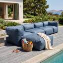 Sofá modular de exterior para 5 personas con 2 sillones, 2 sillones esquineros y 1 puf