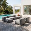 Sofá modular de exterior para 8 personas con 5 sillones, 2 sillones esquineros y 1 puf
