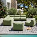 Sofá modular de exterior para 8 personas con 5 sillones, 2 sillones esquineros y 1 puf