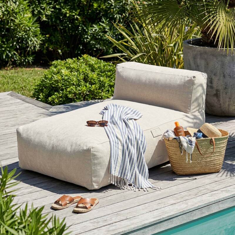 Sofá modular de exterior para 5 personas con 2 sillones, 1 sillón esquinero, 1 chaise longue  y 1 puf (4/8)
