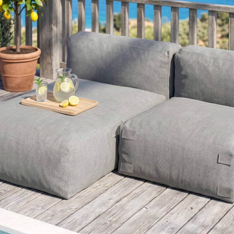 Sofá modular de exterior para 2 personas con 1 sillón y 1 chaise longue (6/7)