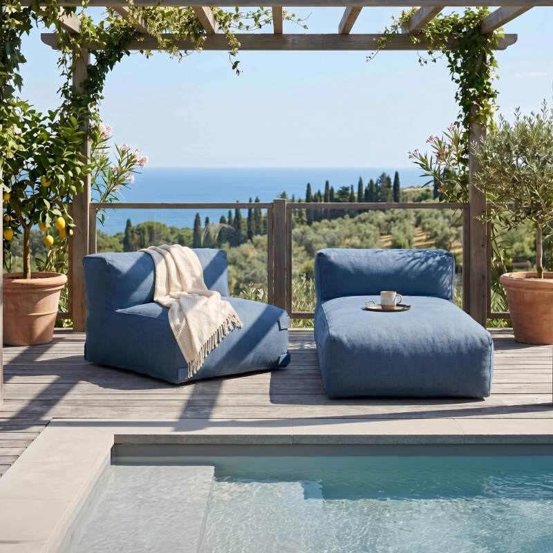 Sofá modular de exterior para 2 personas con 1 sillón y 1 chaise longue (6/7)