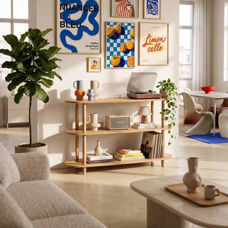 Estantería alta con efecto madera, 120x77 cm