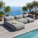 Sofá modular de exterior para 3 personas con 1 sillón, 1 sillón esquinero y 1 chaise longue - Lifestyle