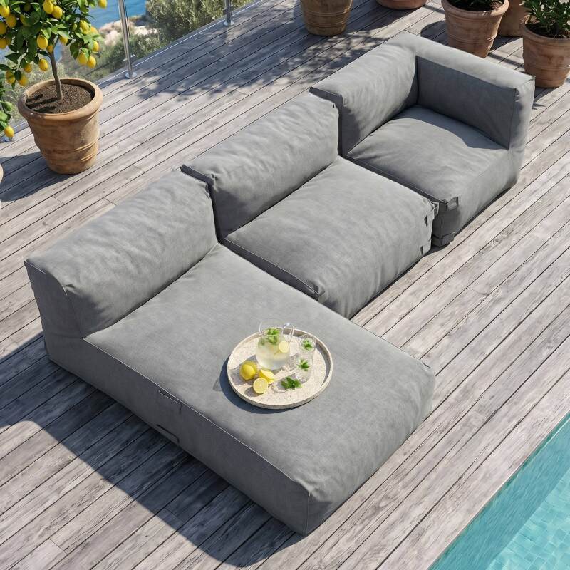 Sofá modular de exterior para 3 personas con 1 sillón, 1 sillón esquinero y 1 chaise longue (2/8)