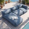 Sofá modular de exterior para 3 personas con 1 sillón, 1 sillón esquinero y 1 chaise longue