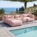 Sofá modular de exterior para 3 personas con 1 sillón, 1 sillón esquinero y 1 chaise longue - Lifestyle