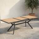 Mesa de jardín extensible de aluminio 187/250x90 cm y 10 sillas con reposabrazos de textilene
