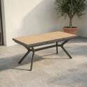 Mesa de jardín extensible de aluminio 187/250x90 cm y 10 sillas con reposabrazos de textilene