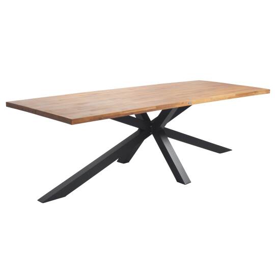 Mesa de comedor de aluminio y madera de acacia 8 personas | Oviala