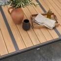 Mesa de jardín extensible de aluminio y efecto madera 8 a 10 personas 187/250x90 cm 