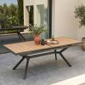 Mesa de jardín extensible de aluminio y efecto madera 8 a 10 personas 187/250x90 cm 