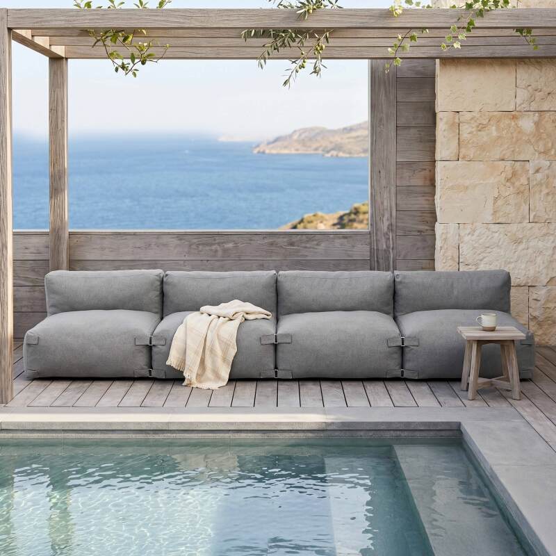 Sofá modular de exterior para 4 personas con 4 sillones - Lifestyle