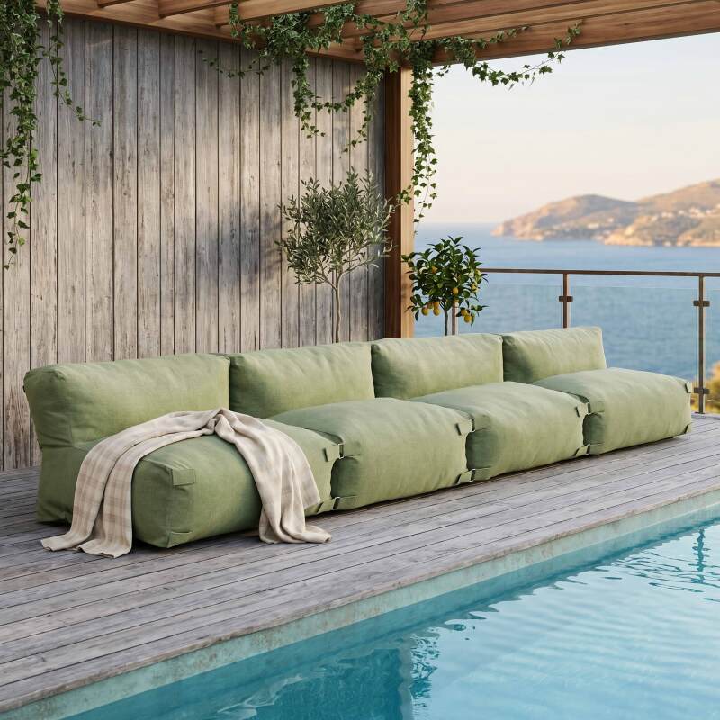 Sofá modular de exterior para 4 personas con 4 sillones - Lifestyle