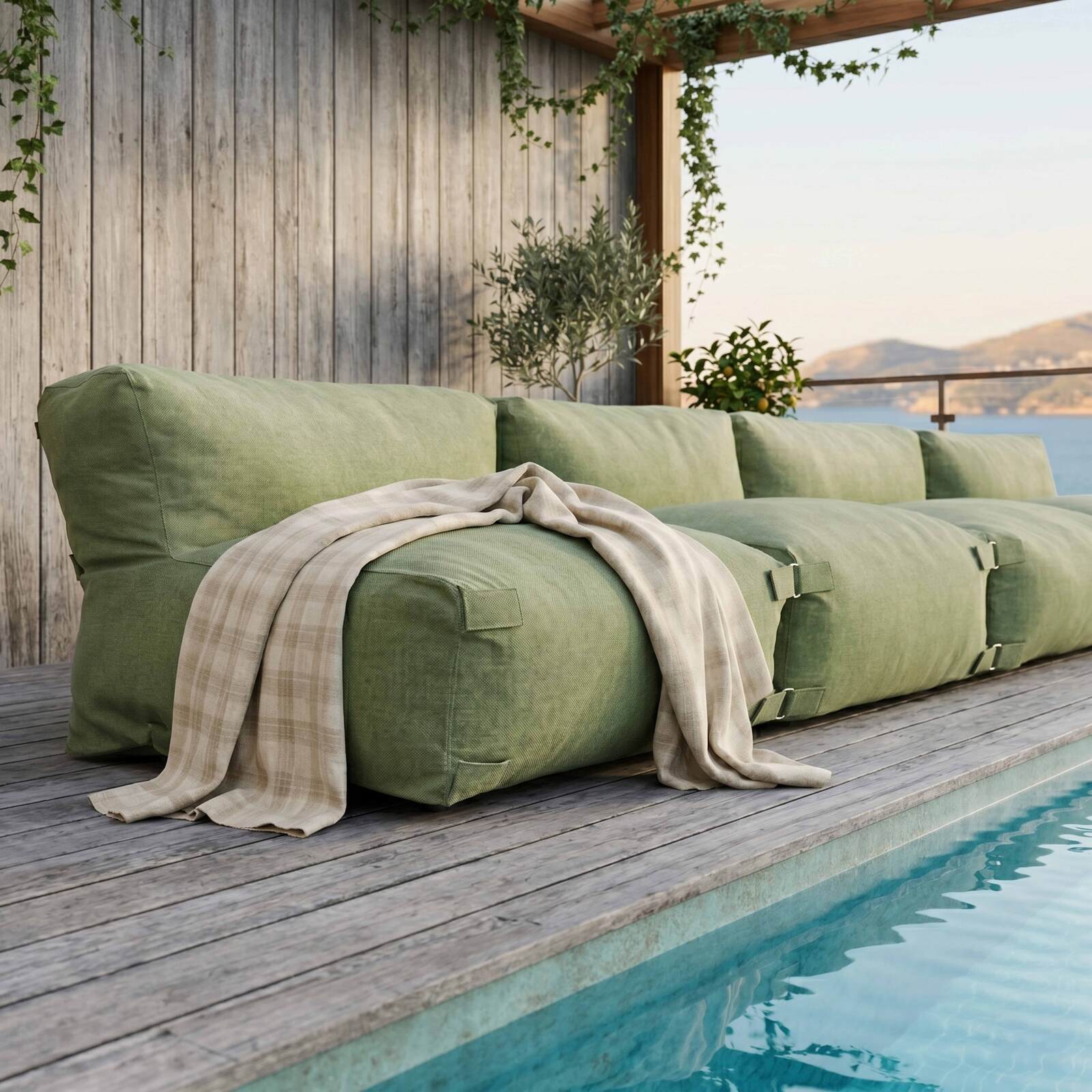 Sofá modular de exterior para 4 personas con 4 sillones